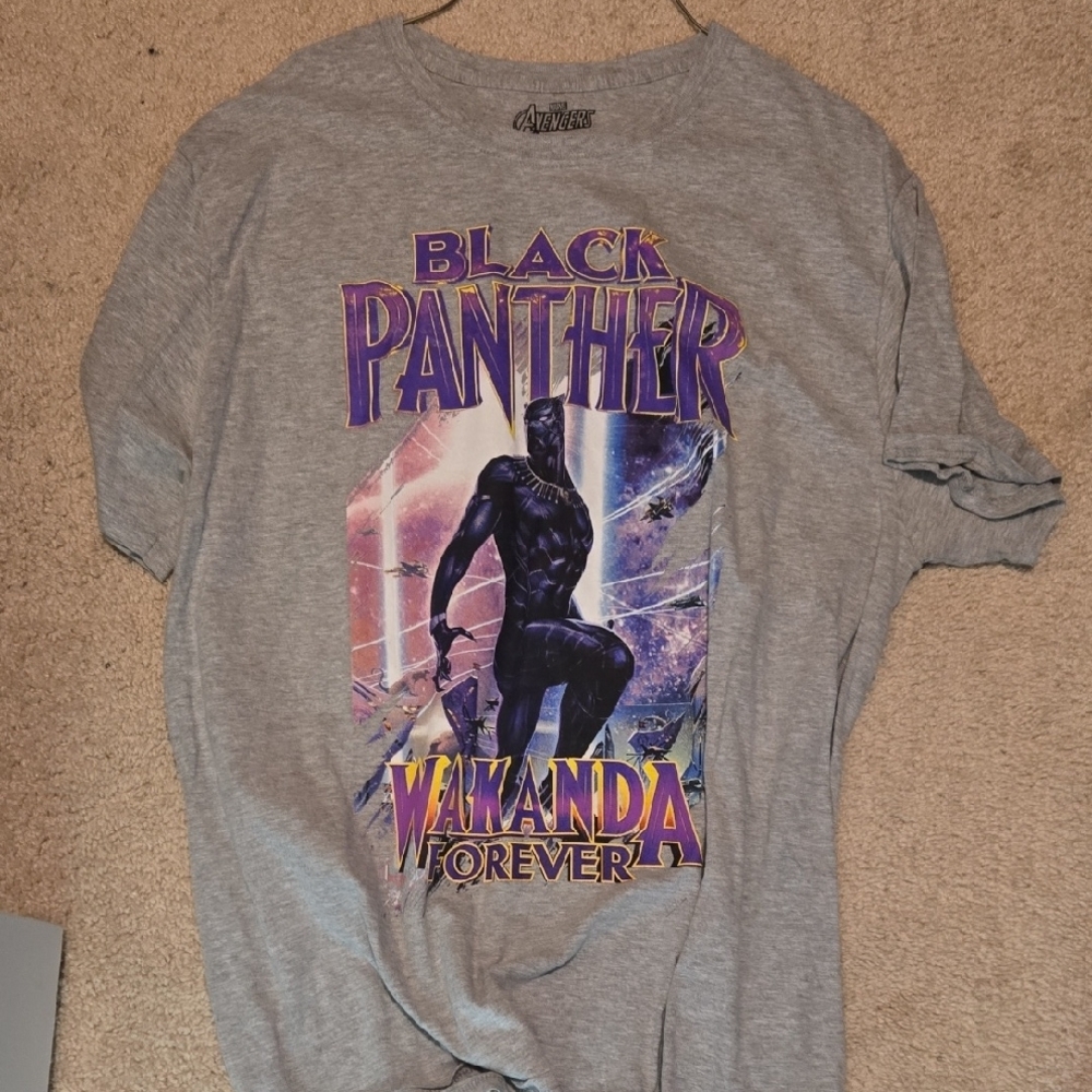 Marvel Gray Black Panther Short Sleeve Tee